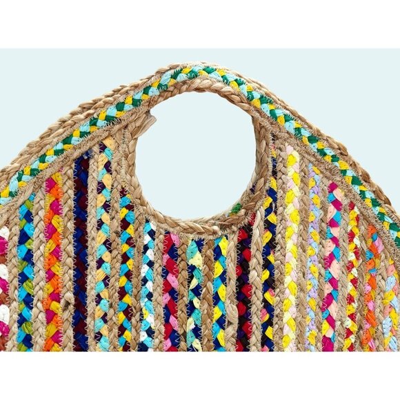 ARTIK KRAFT Rushi Jute & Multi Color Recycled Cloth Tote Bag - Picture 5 of 8